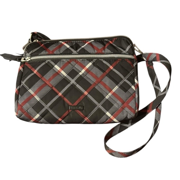 Vera Bradley Paris Plaid Triple Zip Shoulder Bag/Crossbody NWOT - Picture 5 of 9